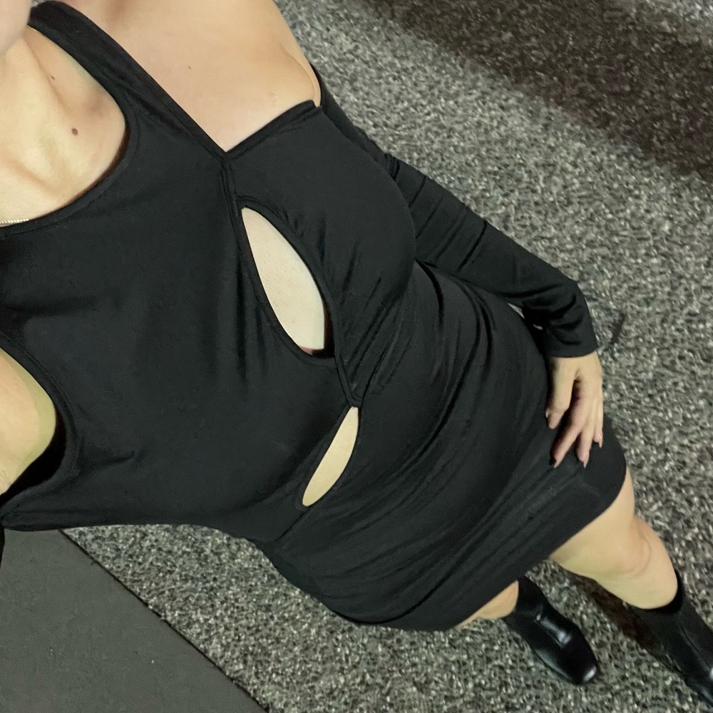 Cut out black mini dress